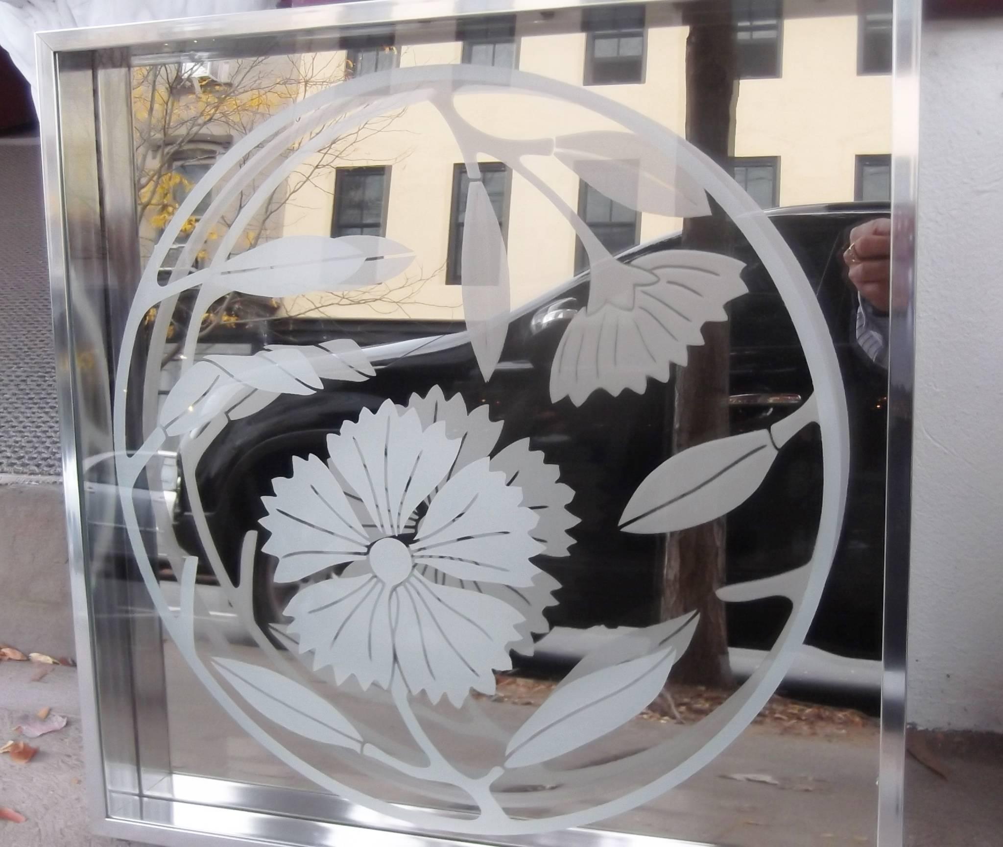 Pair of Authentic Greg Copeland Etched Mirror Wall Art, 1970s For Sale