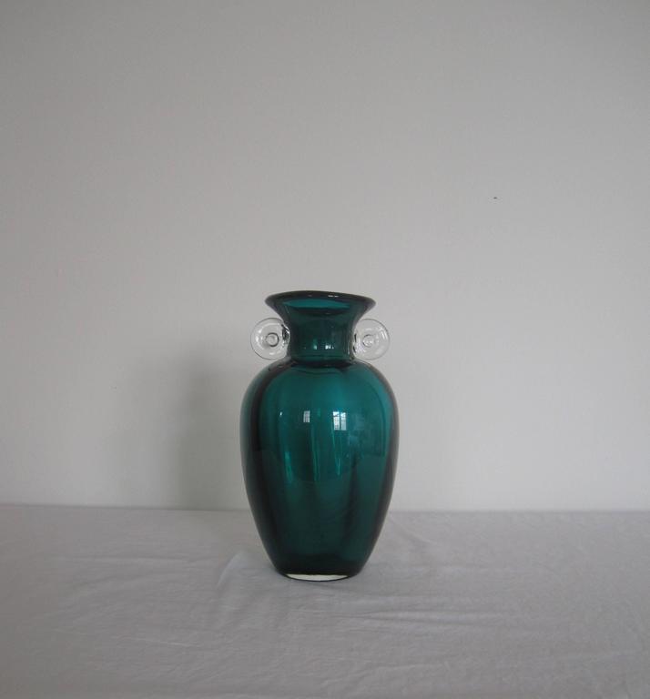 Vintage Emerald Green Blown Glass Vase at 1stDibs