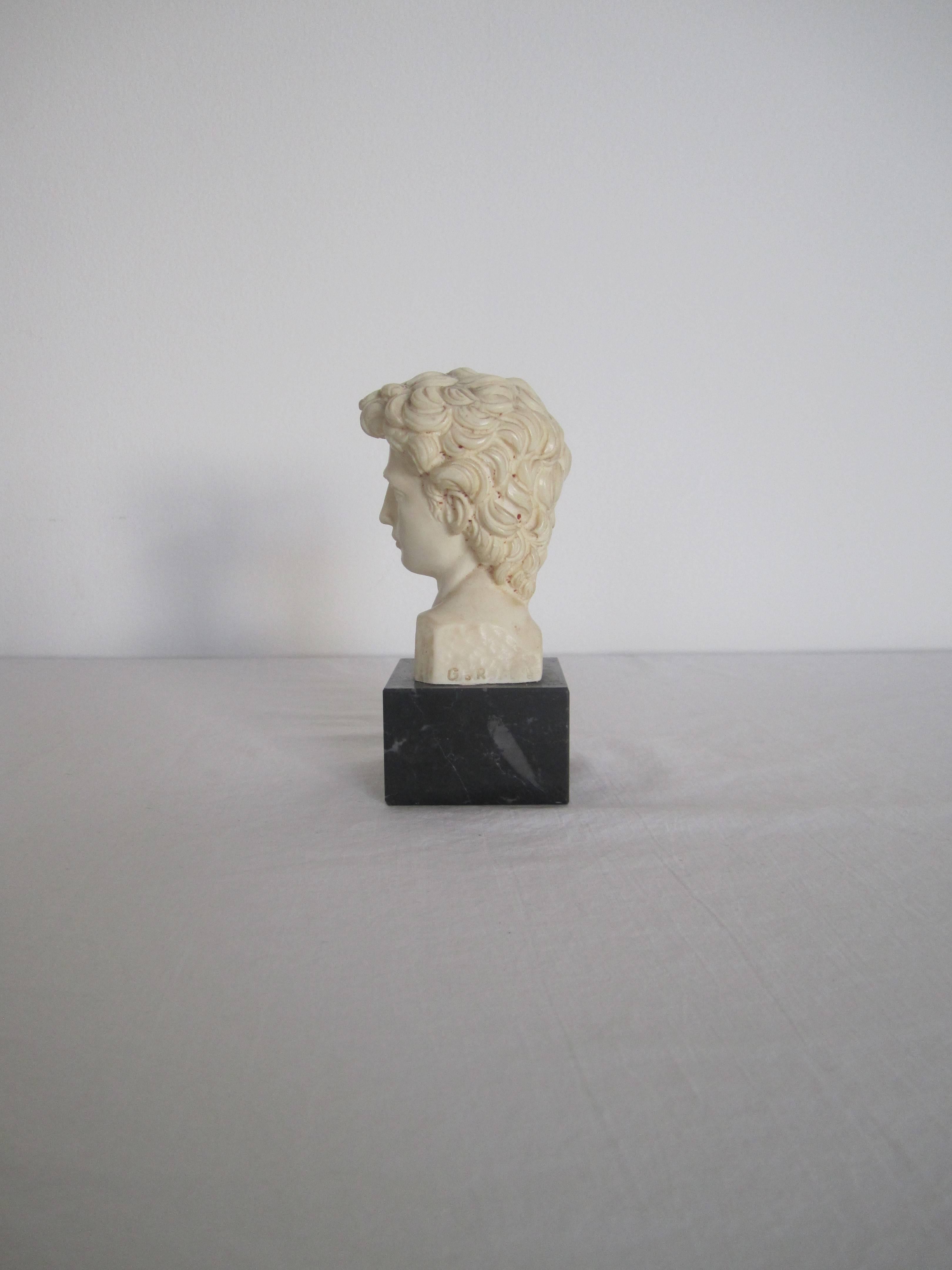 Classic Roman Bust on Black Marble Base Signed by Sculptor G. Ruggeri