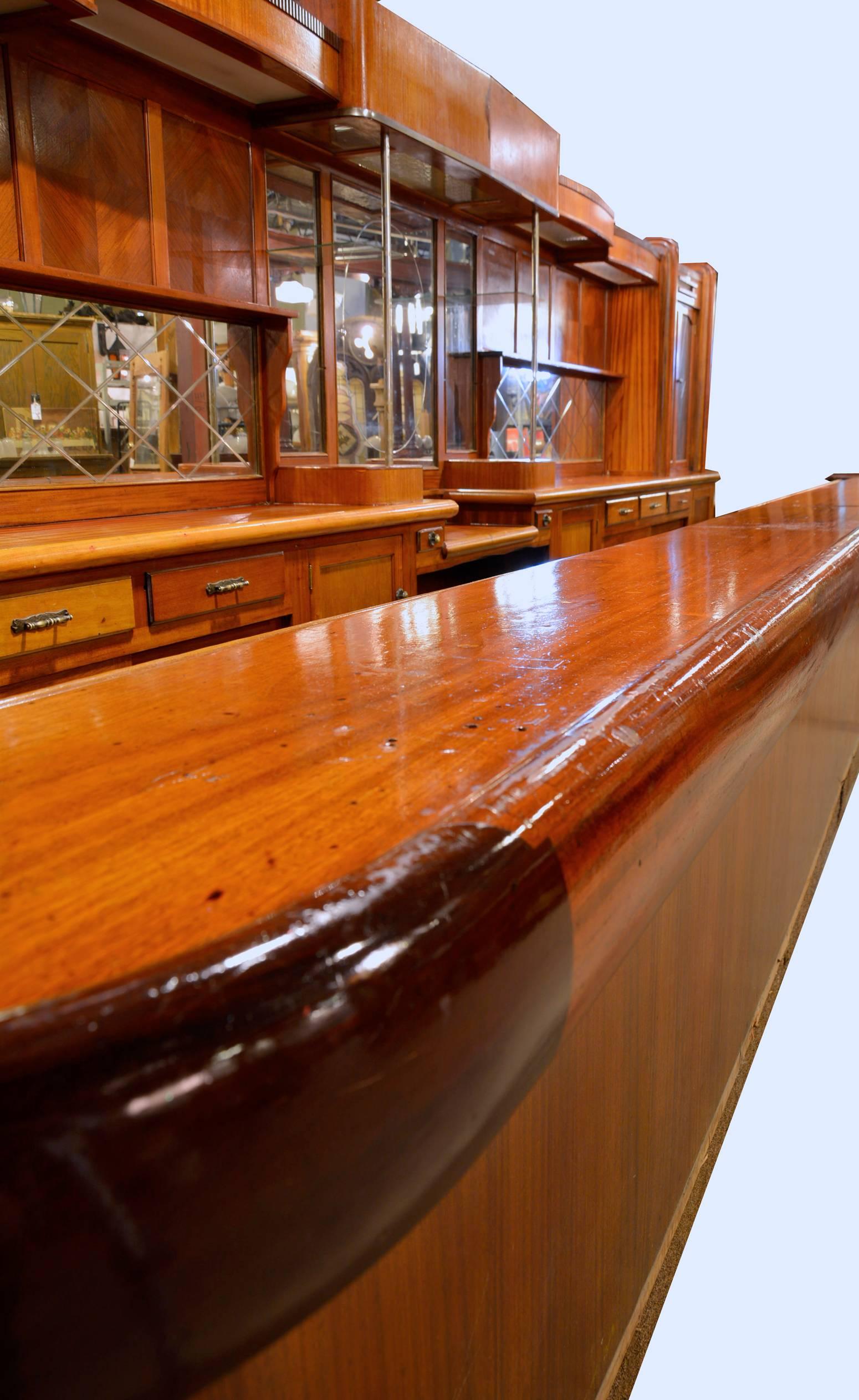 Original 1920s Mahogany Art Deco Front and Back Bar at 1stDibs art