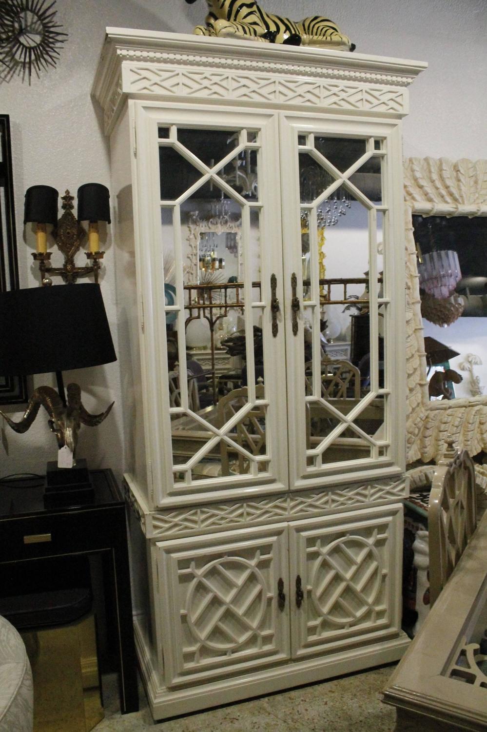 Vintage Fretwork Chinese Chippendale Mirror Chinoiserie Bar