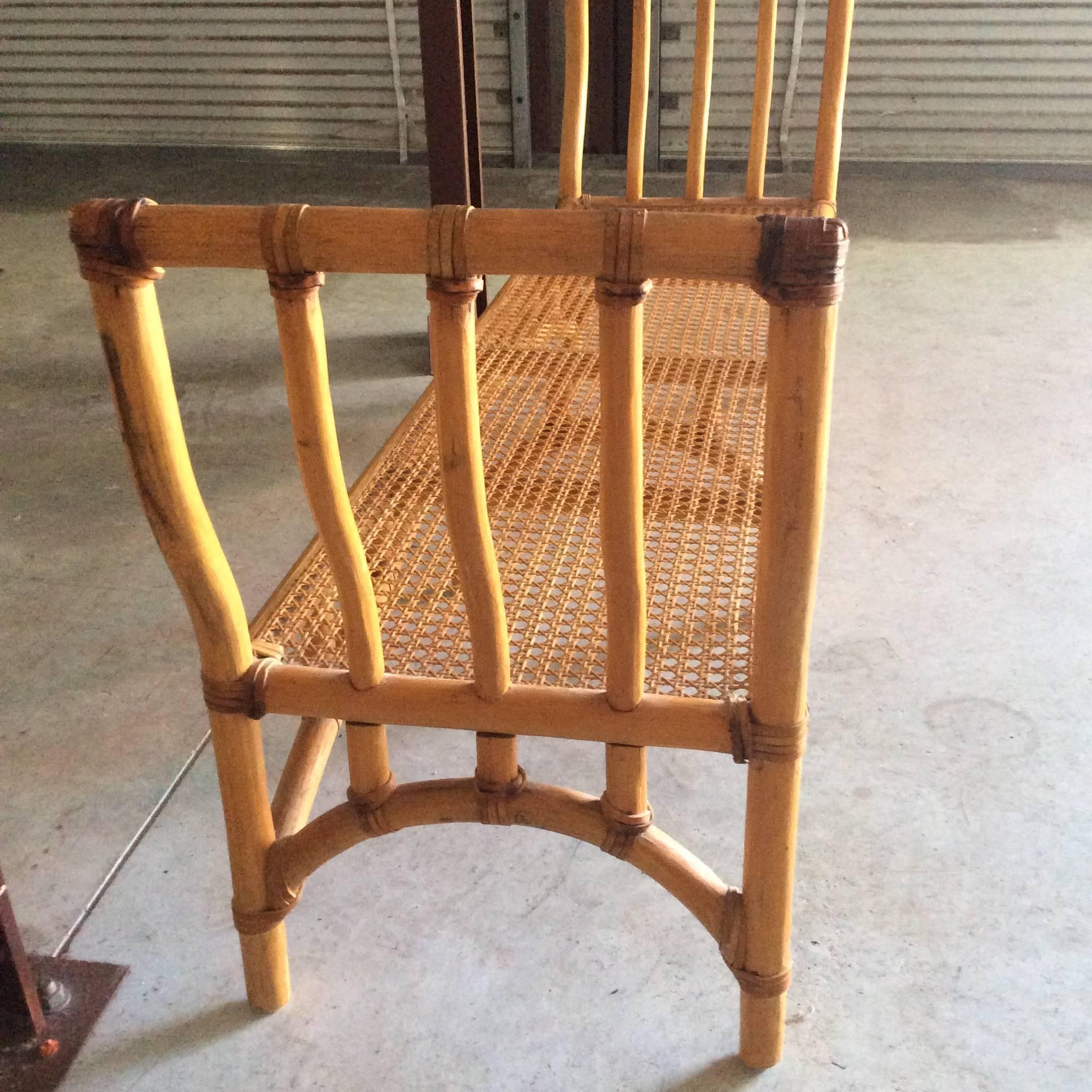 Bamboo Rattan EndofBed Bench Chinoiserie Palm Beach Hollywood Regency