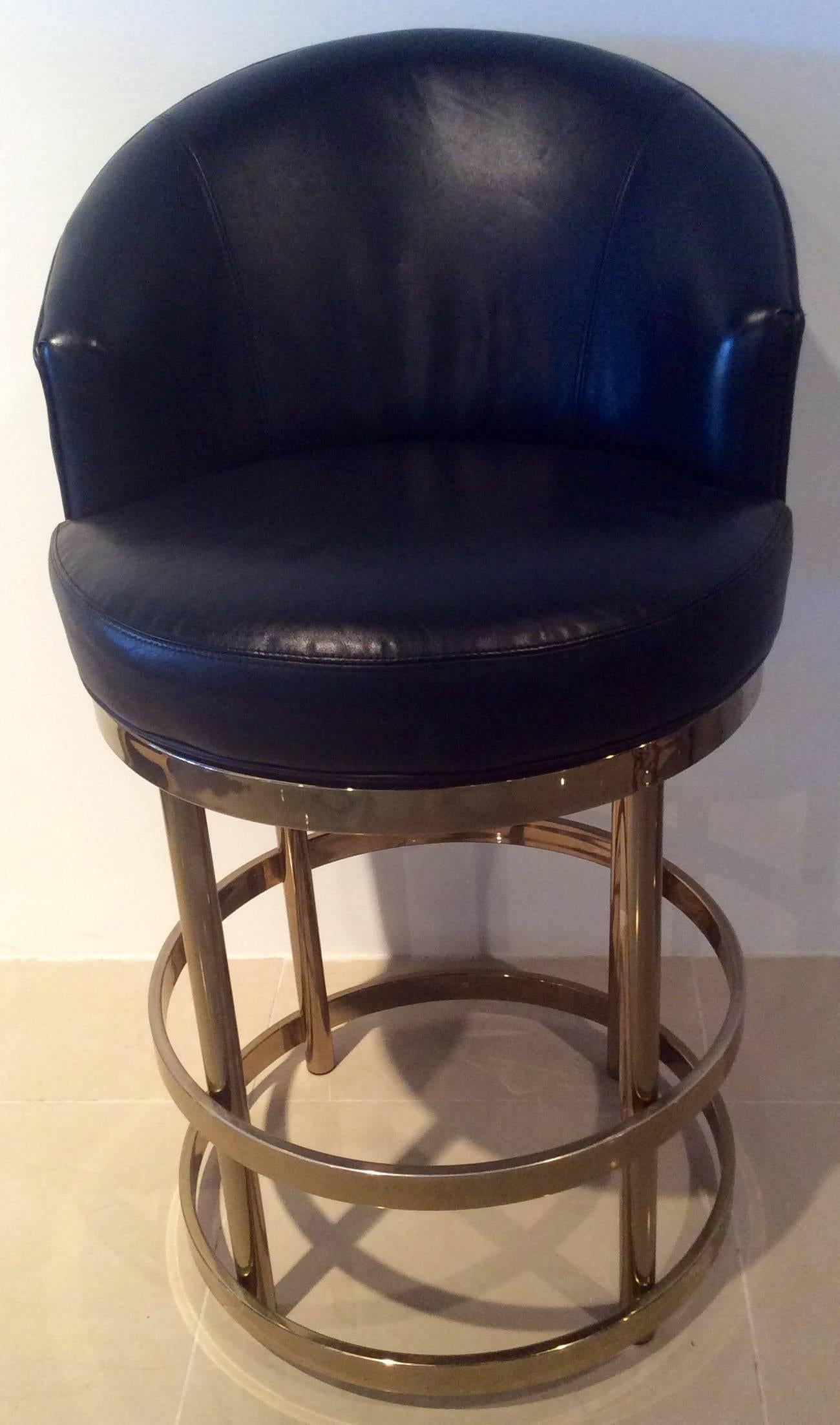 Brass Swivel Counter Bar Stools Vintage Set 4 Kitchen Island at 1stDibs