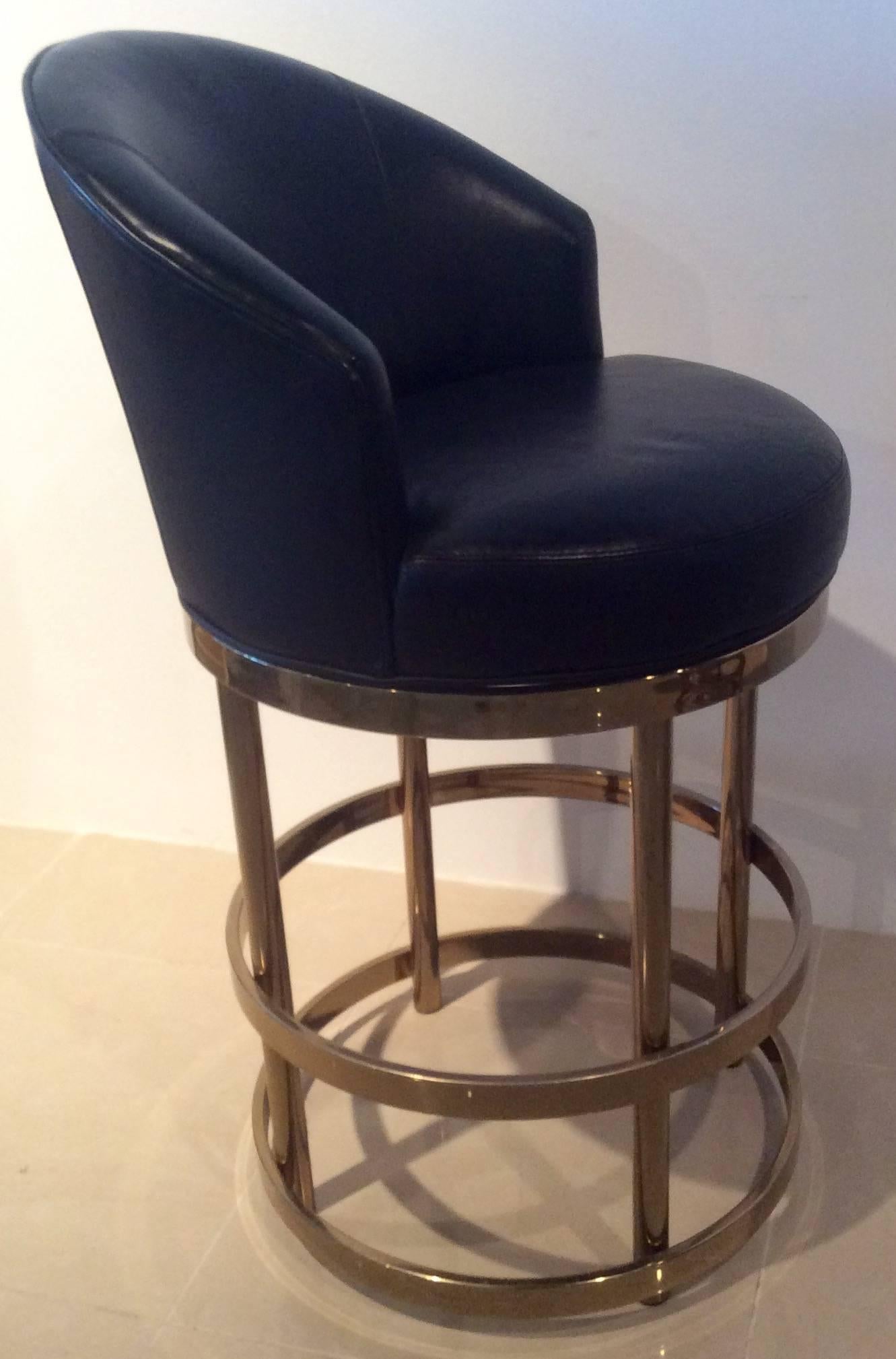 Brass Swivel Counter Bar Stools Vintage Set 4 Kitchen Island at 1stDibs