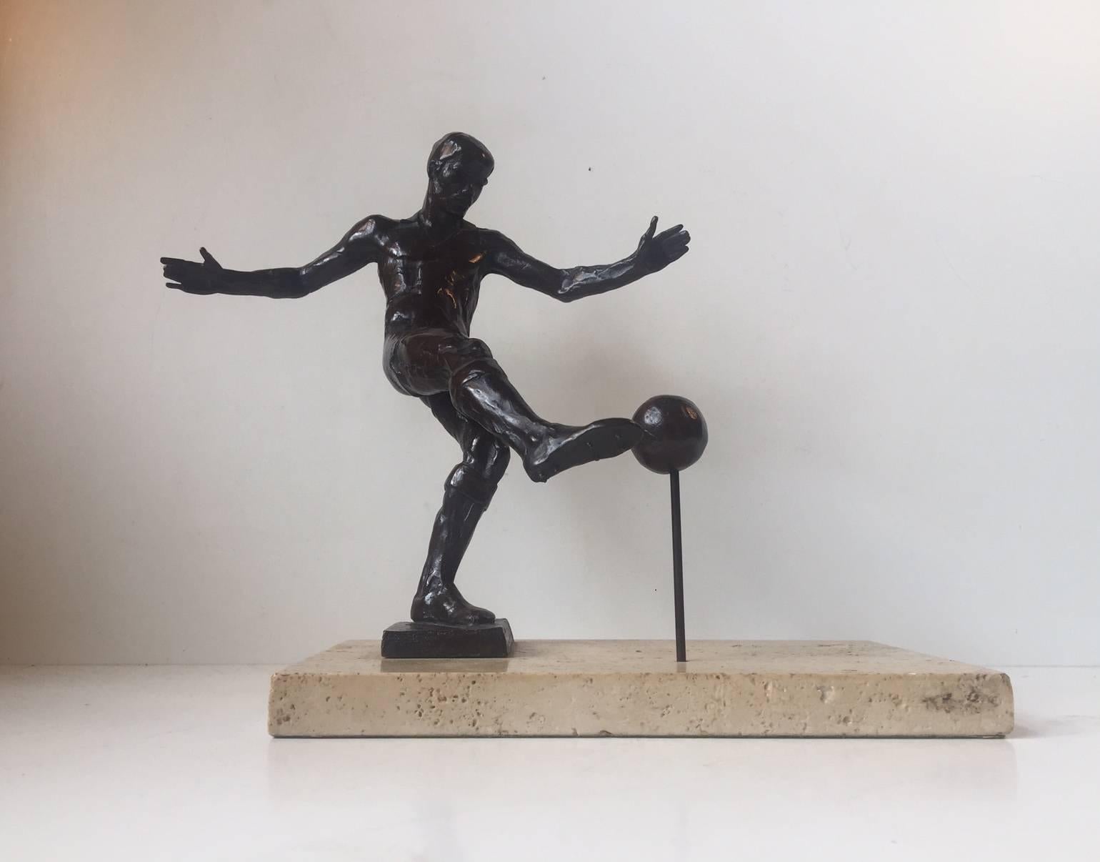 Modernist Bronze Sculpture of Soccer Player by S. G. Kelsey Royal for