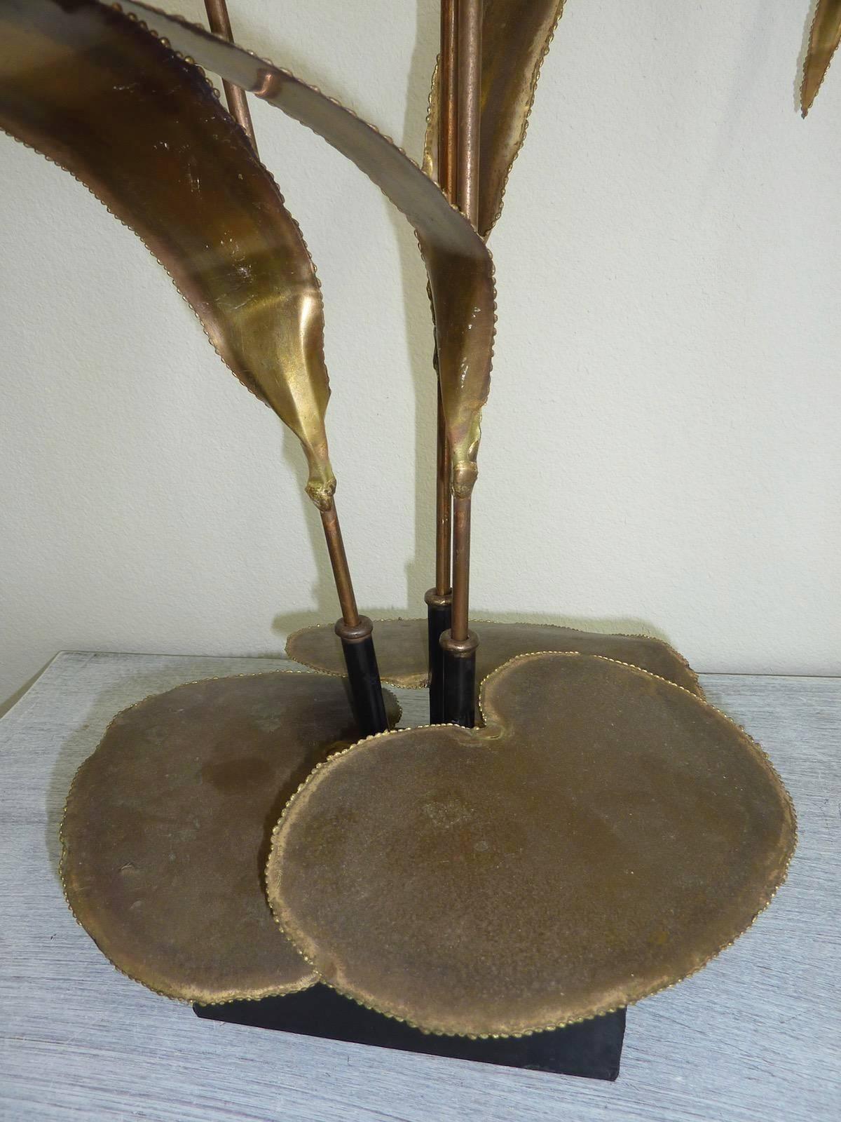 Vintage Brutalist Cattail Floor Sculpture For Sale at 1stDibs metal