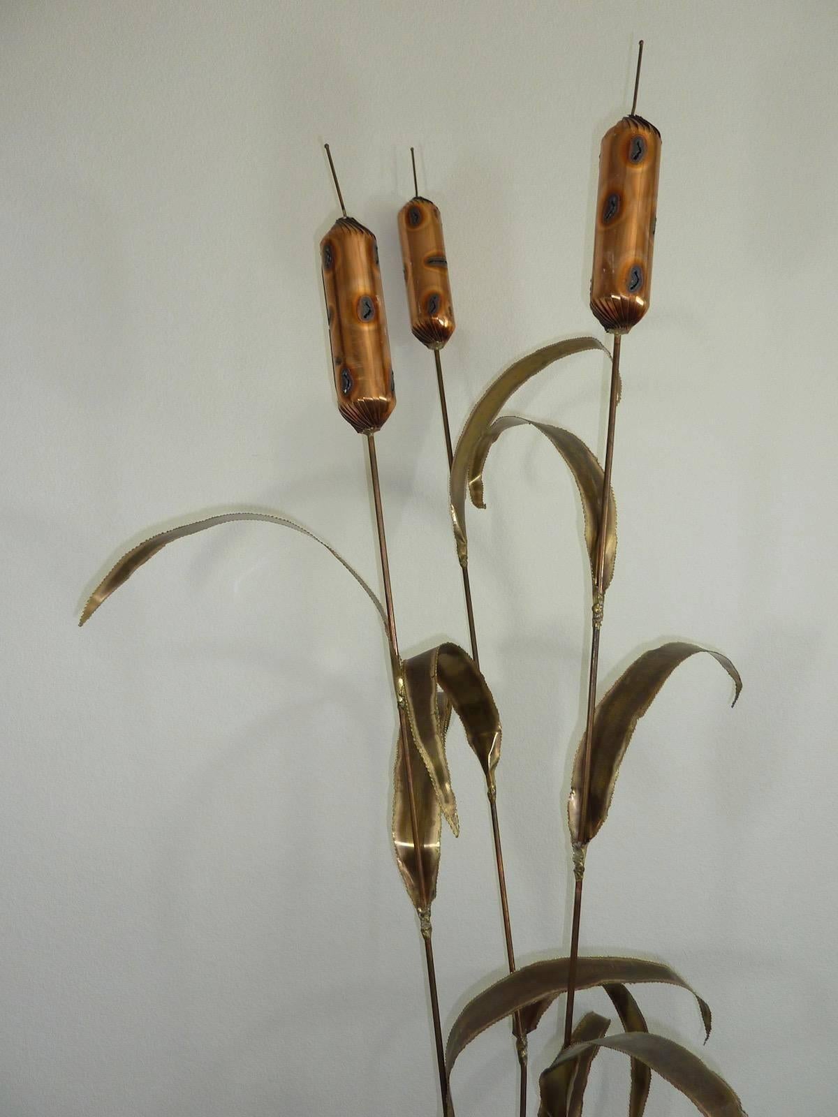 Vintage Brutalist Cattail Floor Sculpture For Sale at 1stDibs metal
