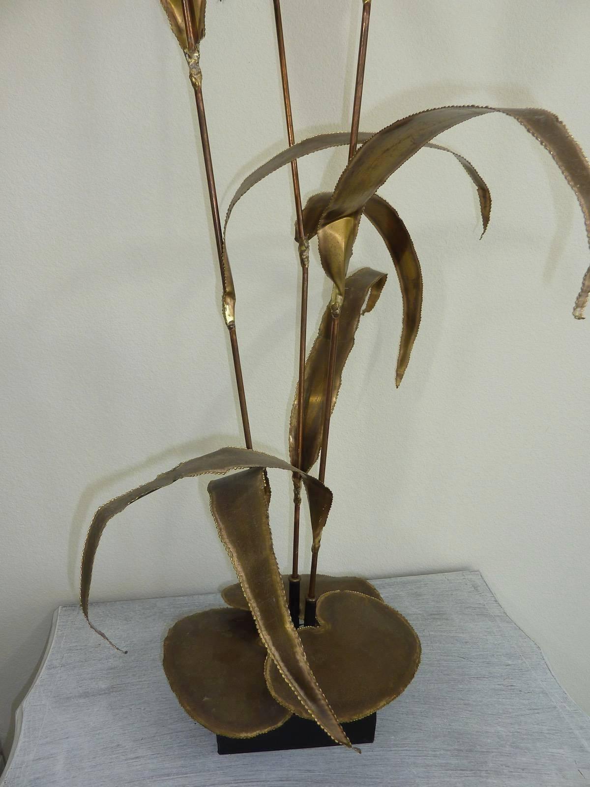Vintage Brutalist Cattail Floor Sculpture For Sale at 1stDibs metal
