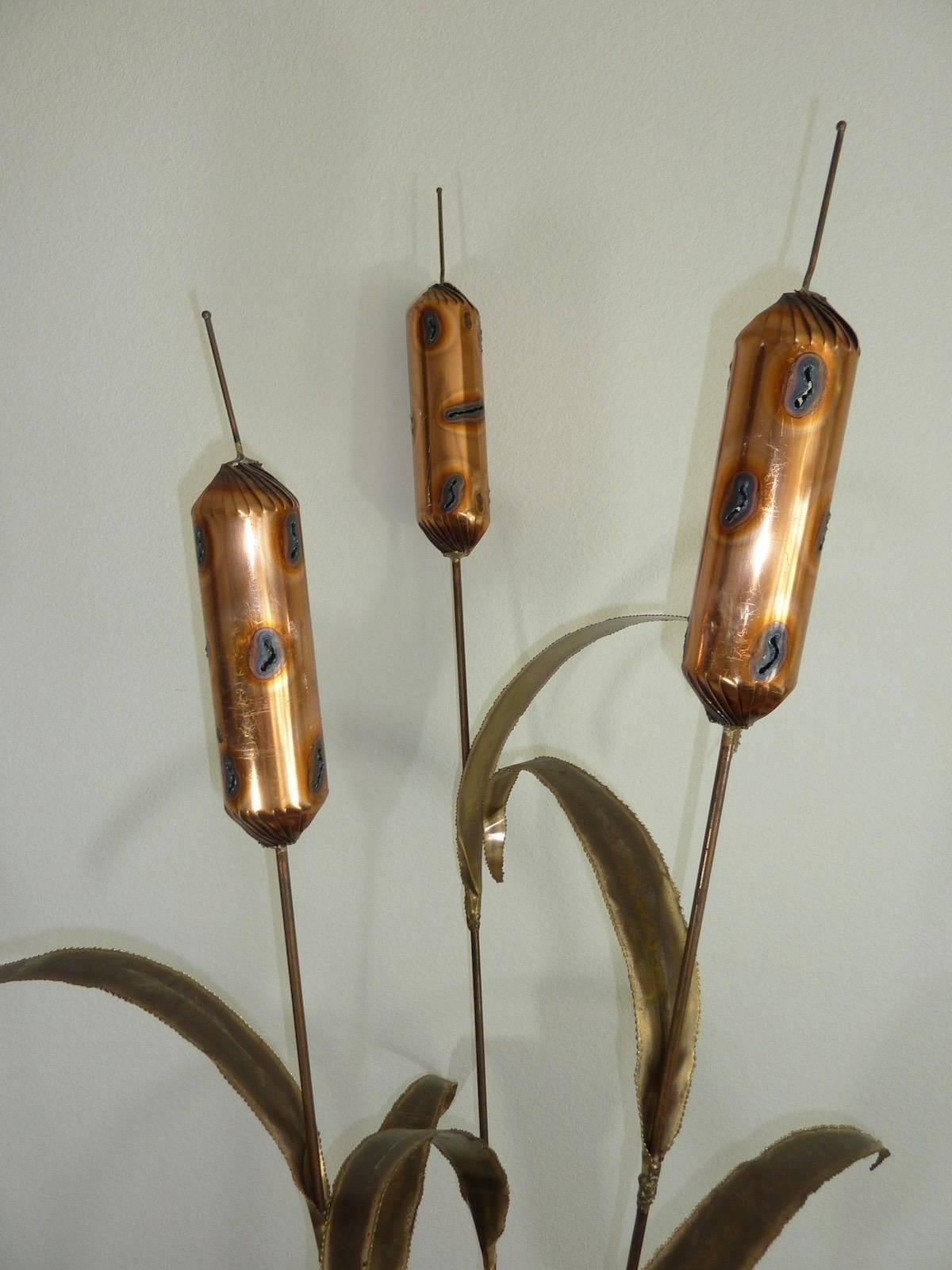 Vintage Brutalist Cattail Floor Sculpture For Sale at 1stDibs metal