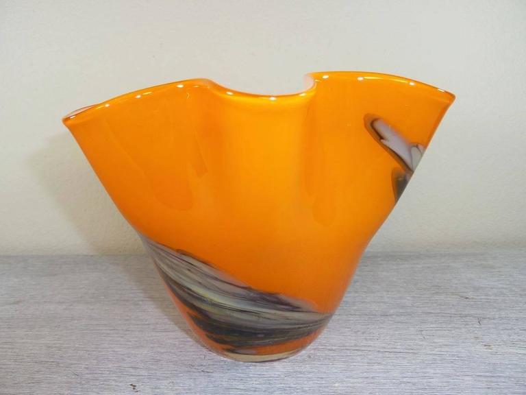 Italian Orange Fazzoletto Handkerchief Vase at 1stDibs