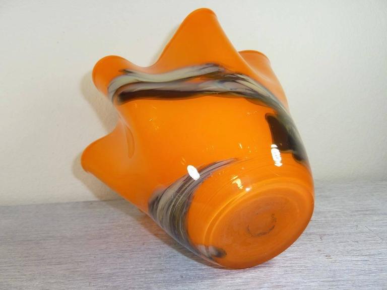 Italian Orange Fazzoletto Handkerchief Vase at 1stDibs