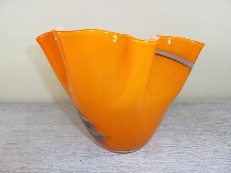 Italian Orange Fazzoletto Handkerchief Vase at 1stDibs