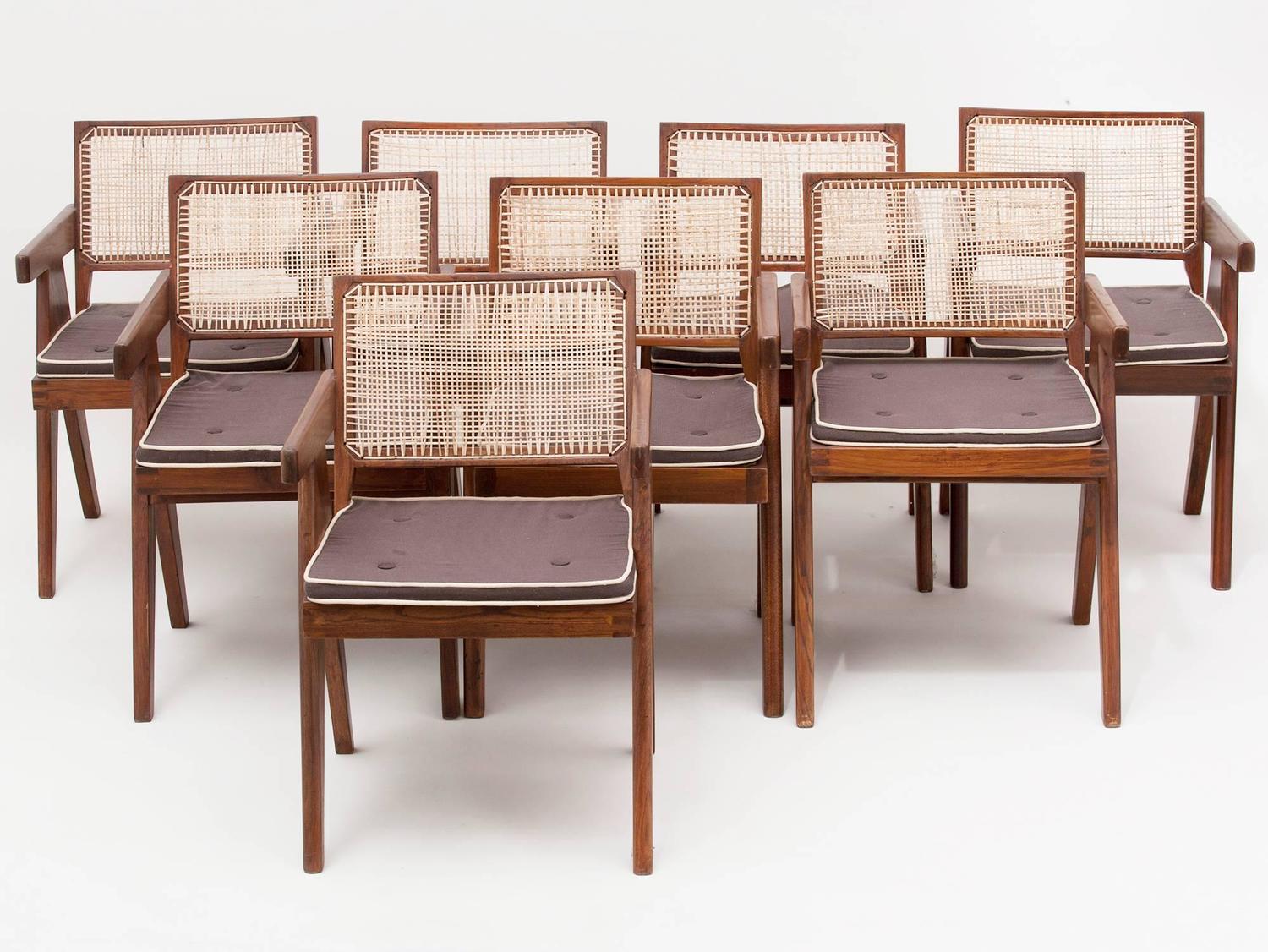 Set of 8 Pierre Jeanneret Dining Chairs For Sale at 1stdibs