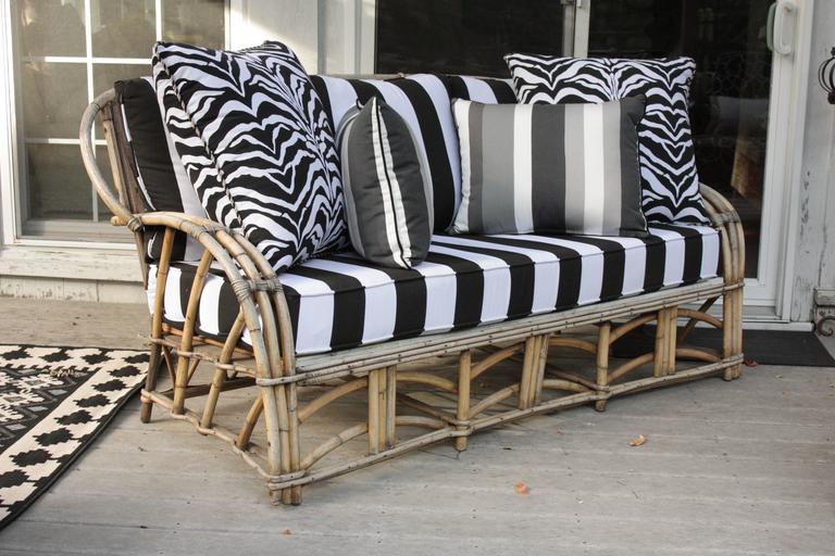 1960s Modern Bent Bamboo High Life Outdoor ThreeSeat Sofa, Bengal