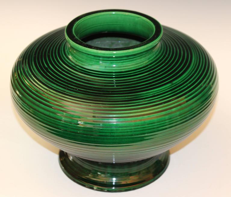 Large Awaji Pottery WideShouldered Ripple Ware Vase at 1stDibs