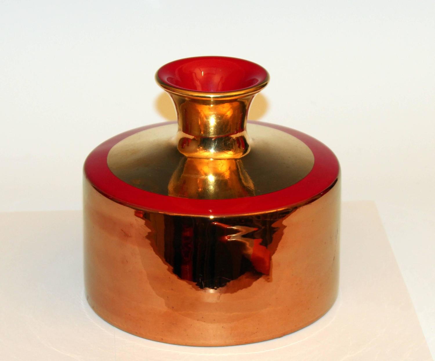 Bitossi for Raymor Large Copper Luster and Red Italian Pottery Vase at