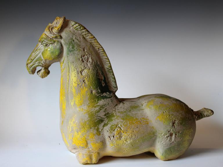 Vintage Painted Plaster Chinese Tang Style Excavated Scavo Horse at 1stDibs