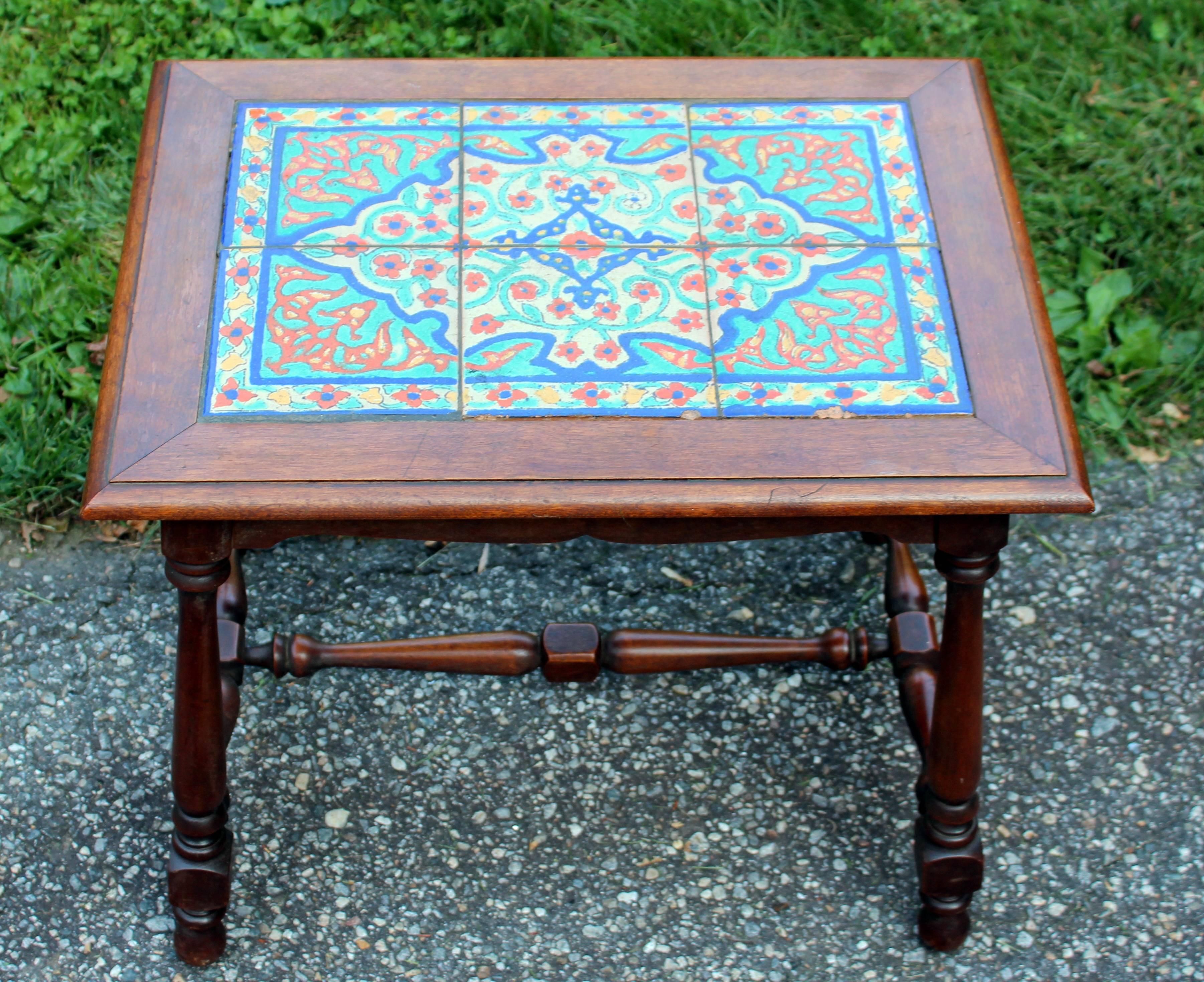 Antique California Tile Table Spanish Colonial Mission Hispano Moresque