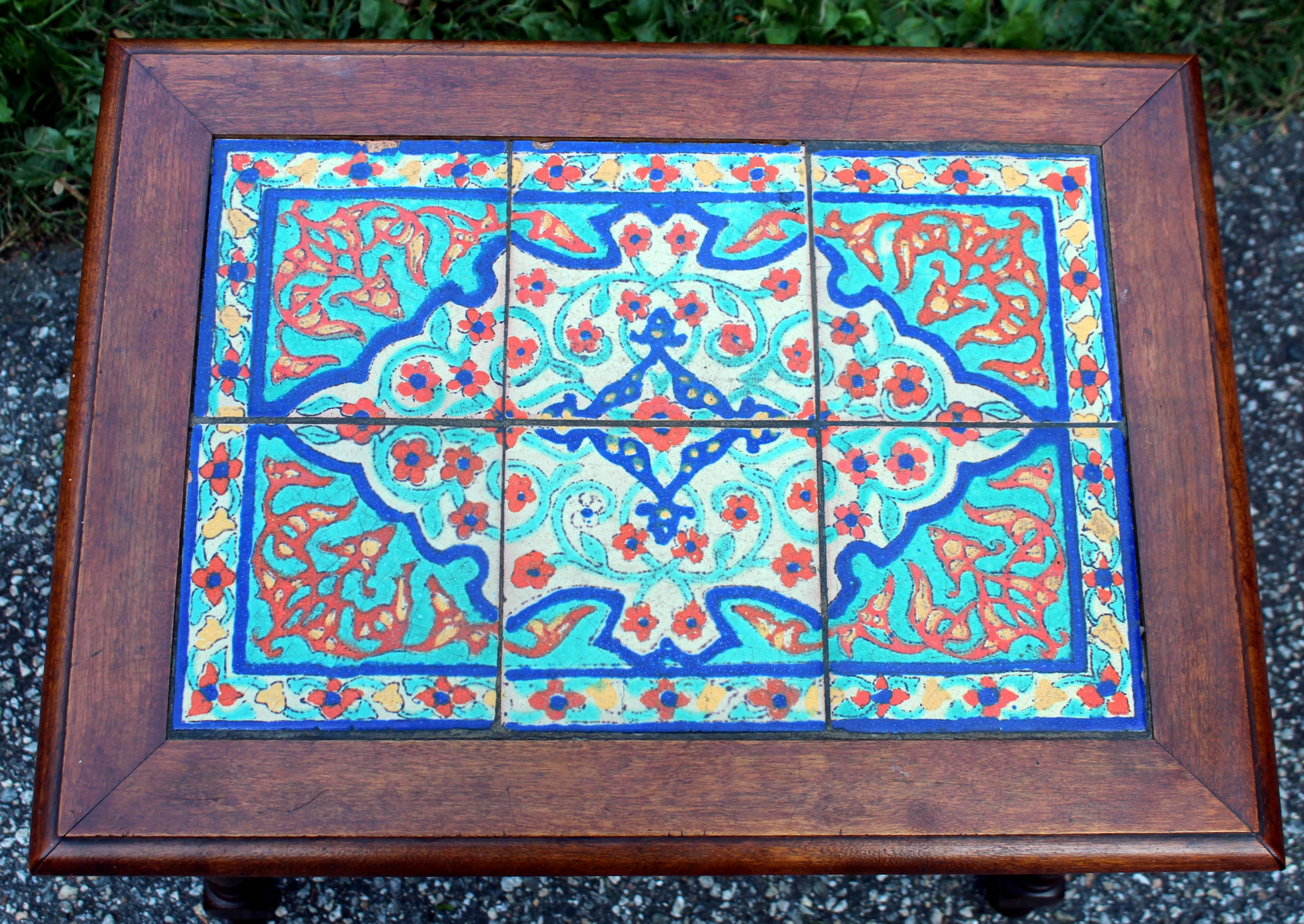 Antique California Tile Table Spanish Colonial Mission Hispano Moresque