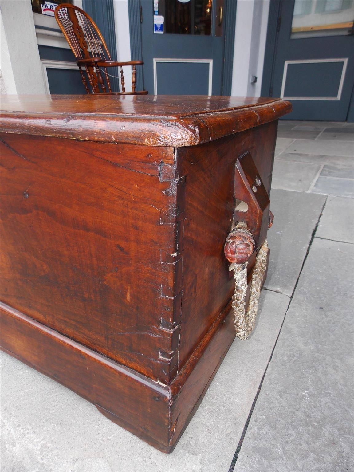 English Camphor Wood Sea Captain's Chest with Braided Beckets, Circa 1770 For Sale at 1stDibs
