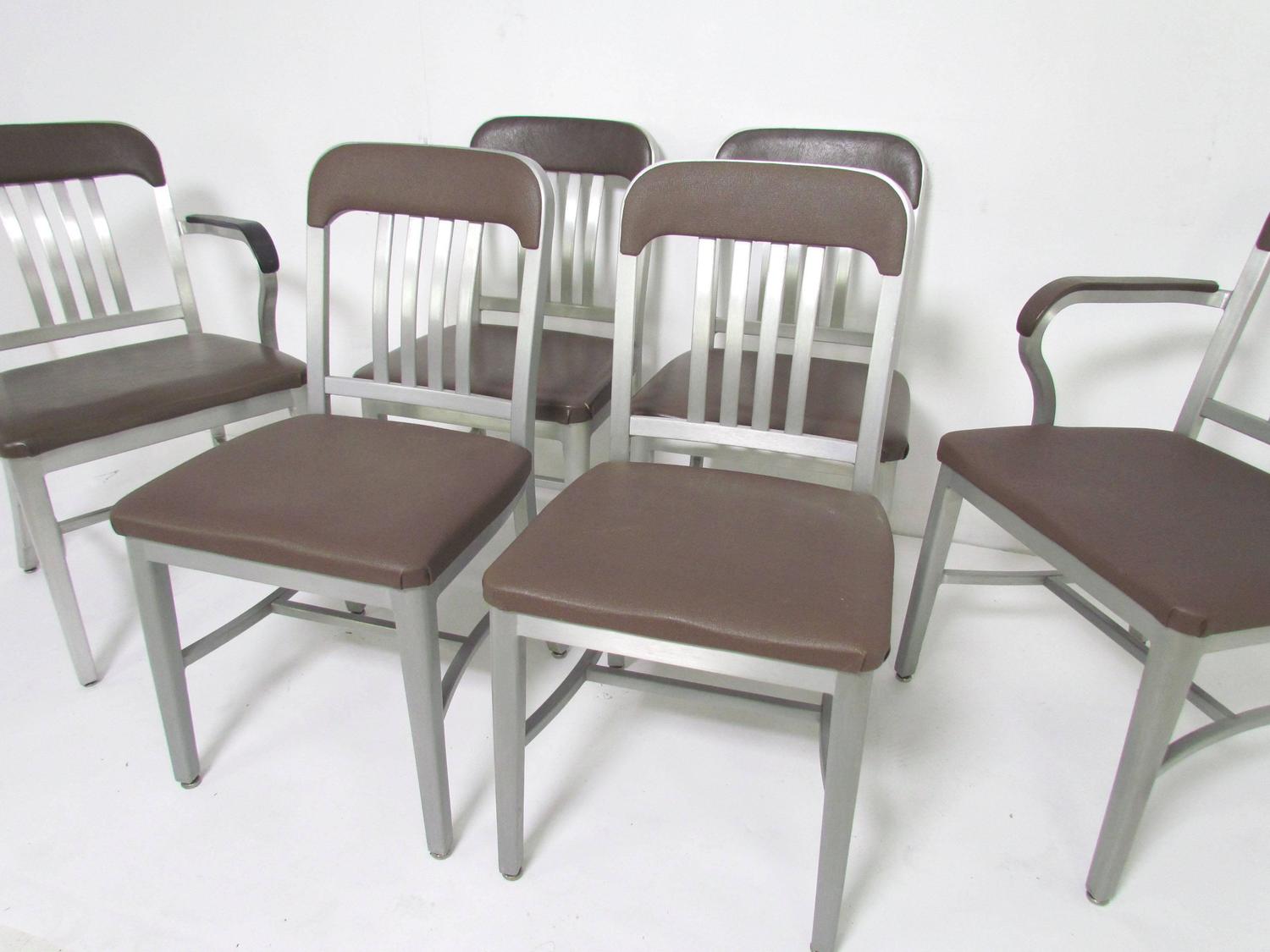 Set of Six GoodForm Industrial Aluminum "Navy" Dining Chairs at 1stdibs