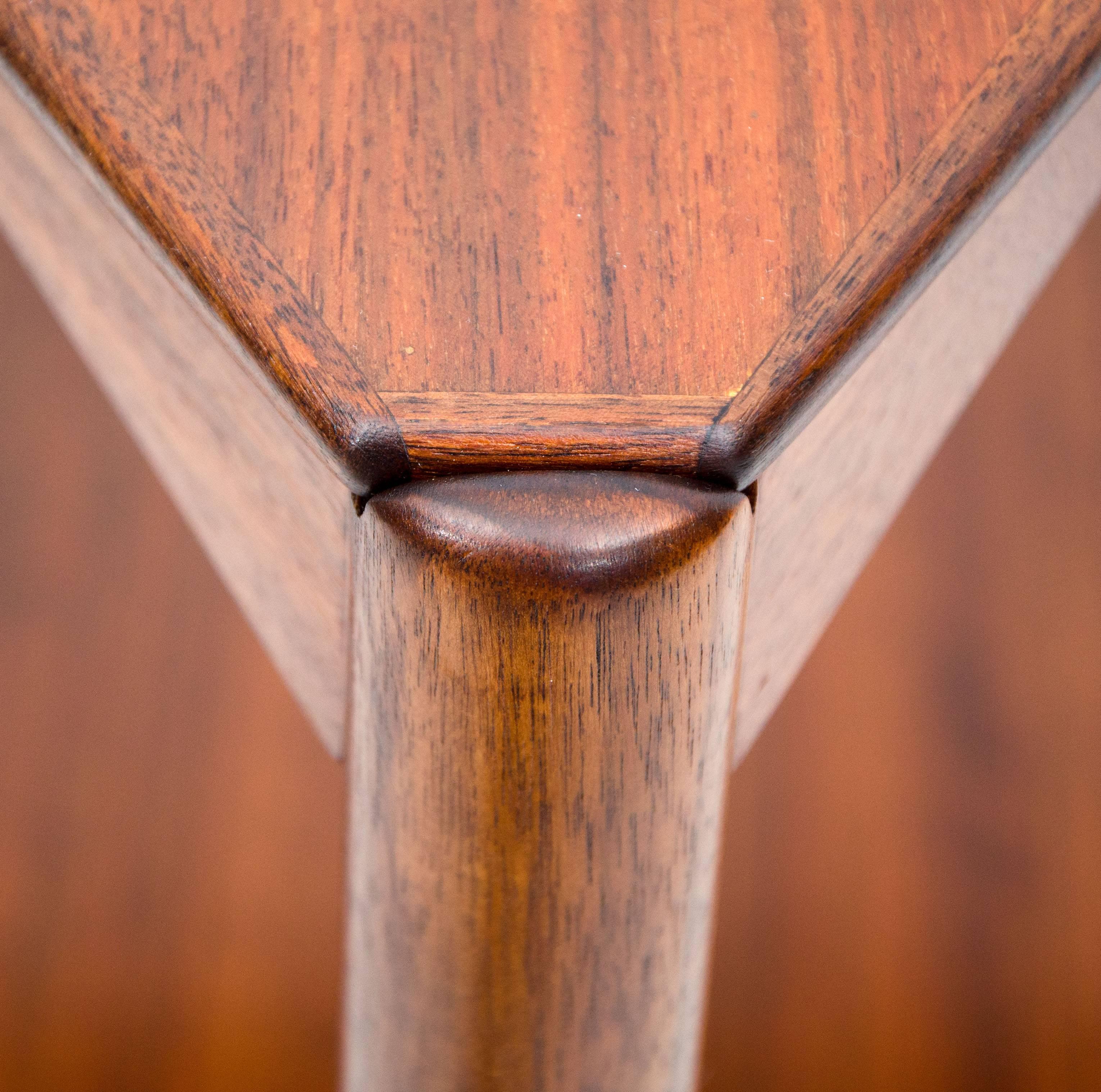 Set of Three MidCentury Walnut Triangular Nesting Tables at 1stDibs