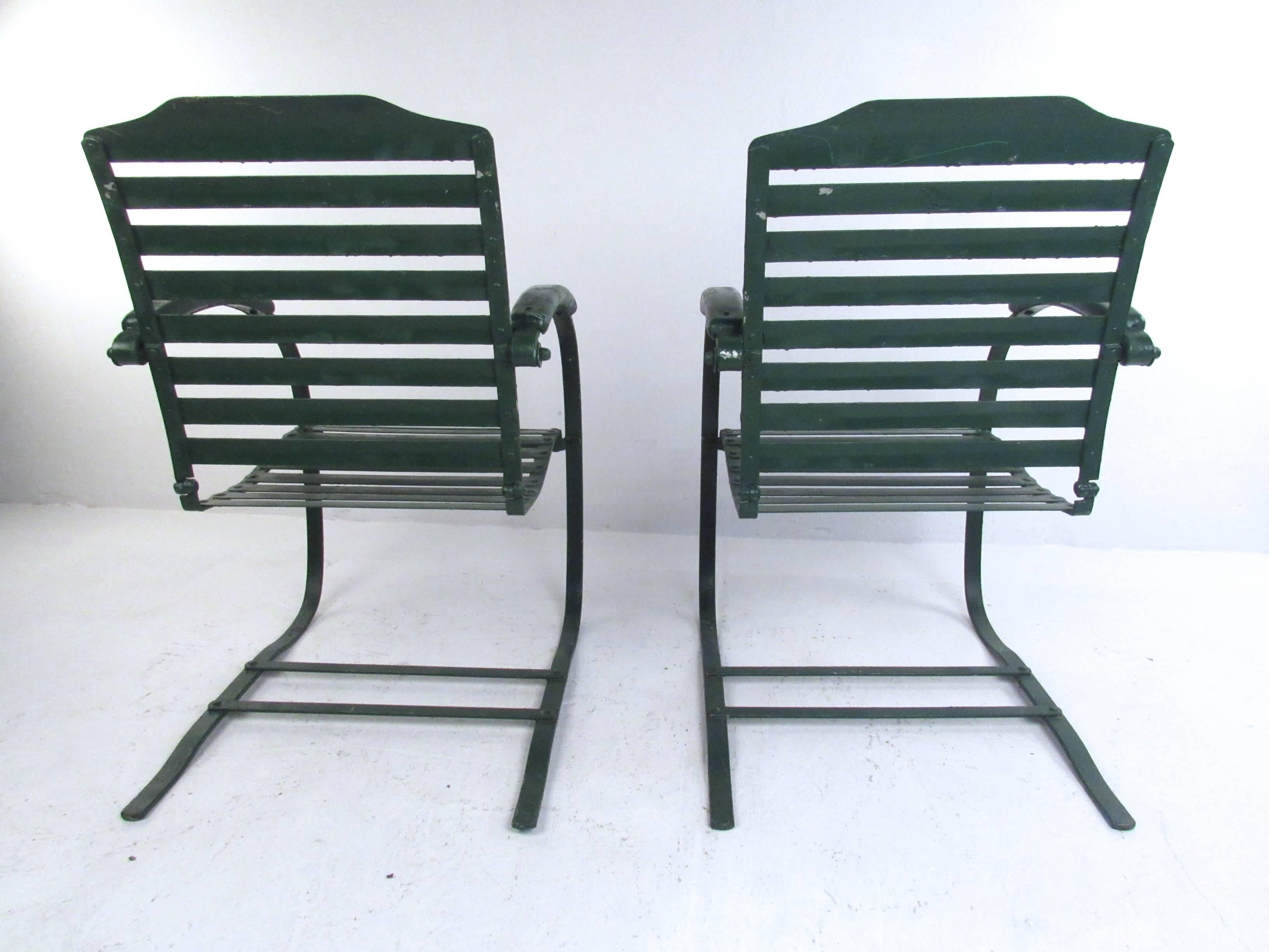 Pair of Vintage Metal Spring Chairs, MidCentury Patio Furniture For