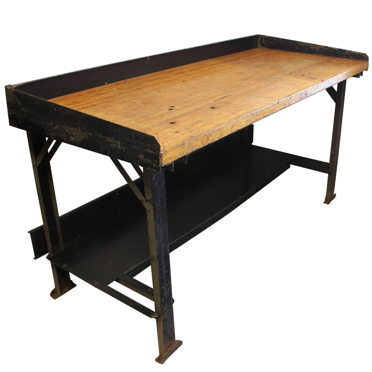 Vintage Industrial Work Table For Sale at 1stdibs