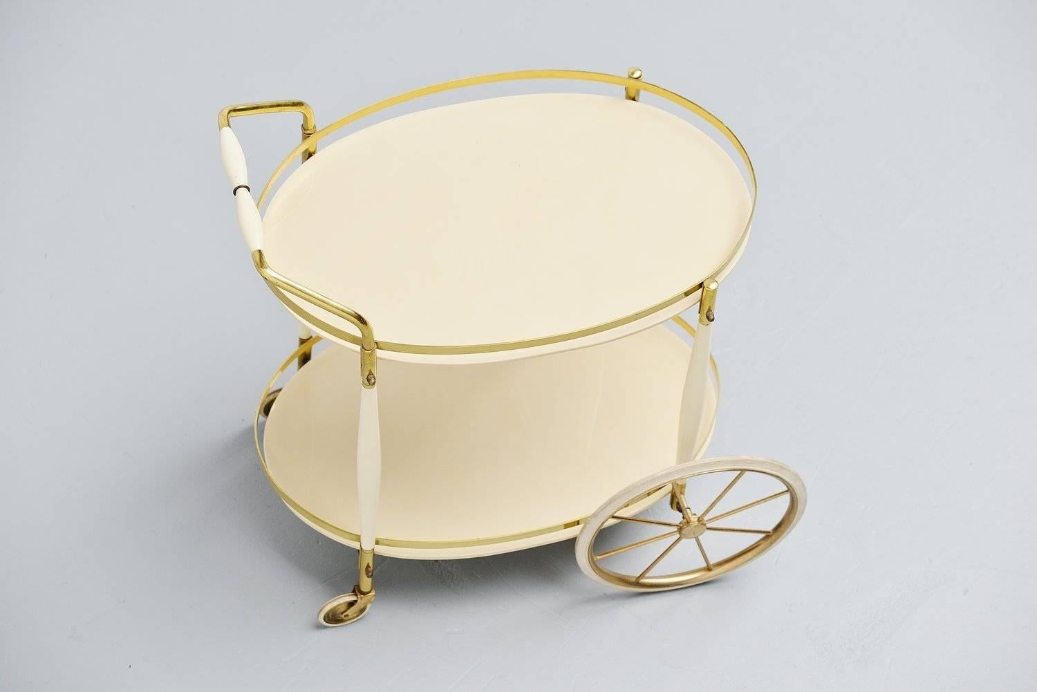 Italian Brass and Glass Tea Cart, 1950 at 1stDibs brass tea cart, brass tea trolley, tea cart