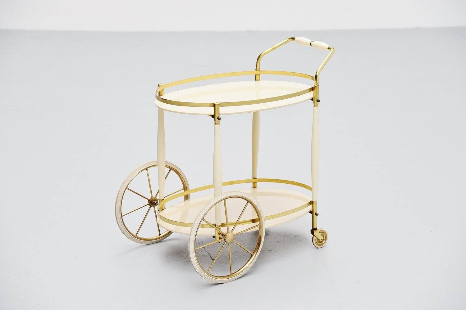 Italian Brass and Glass Tea Cart, 1950 at 1stDibs brass tea cart, brass tea trolley, tea cart