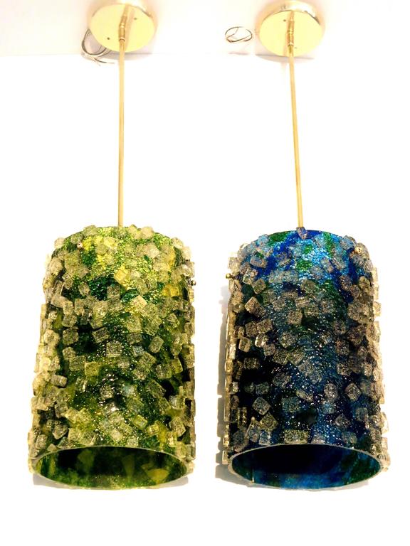 Striking Rock Candy Lucite Resin Pendant Lamps California Design For