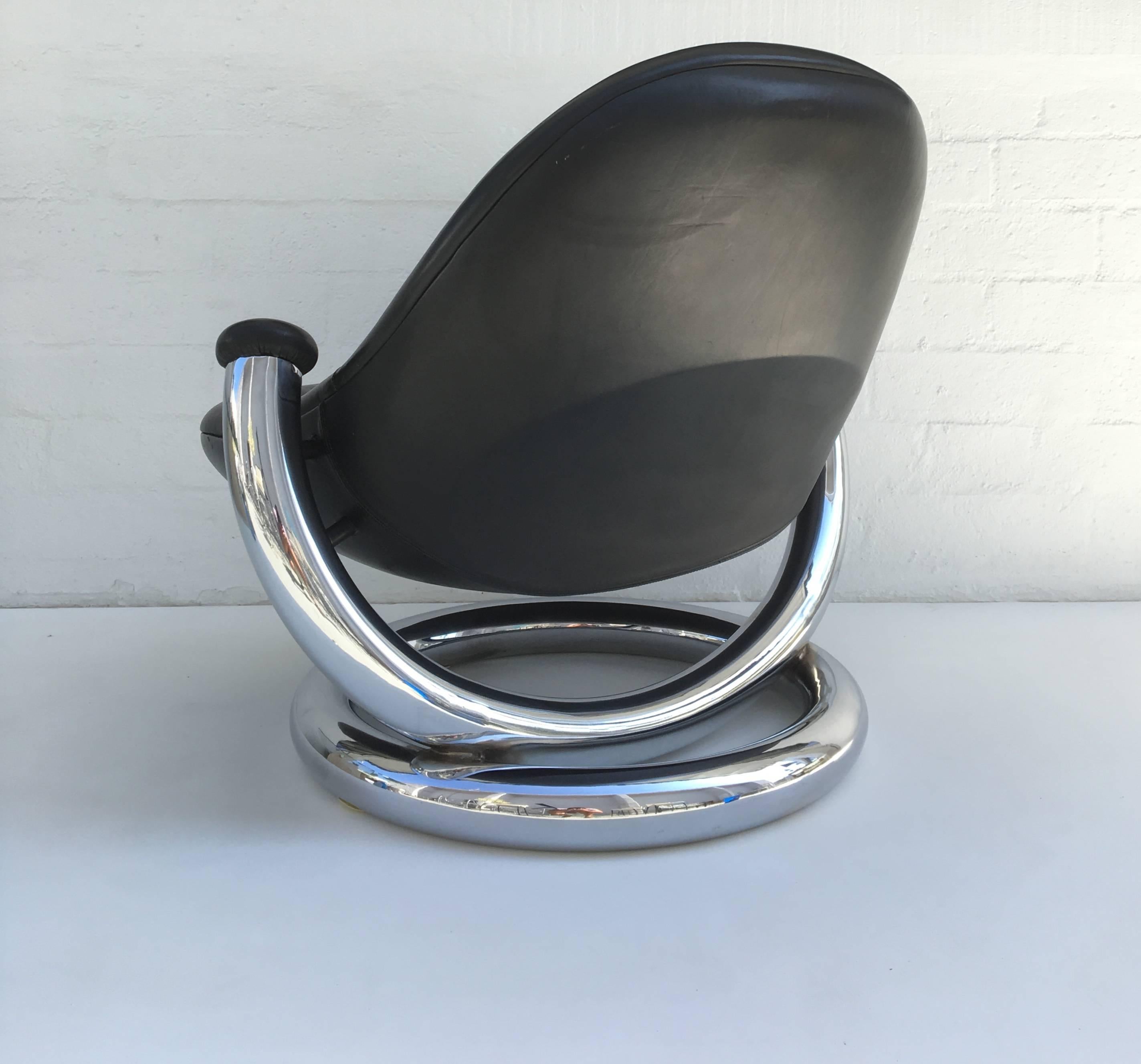 Chrome and Black Leather Anaconda Lounge Chair by Paul Tuttle at 1stDibs anaconda chairs