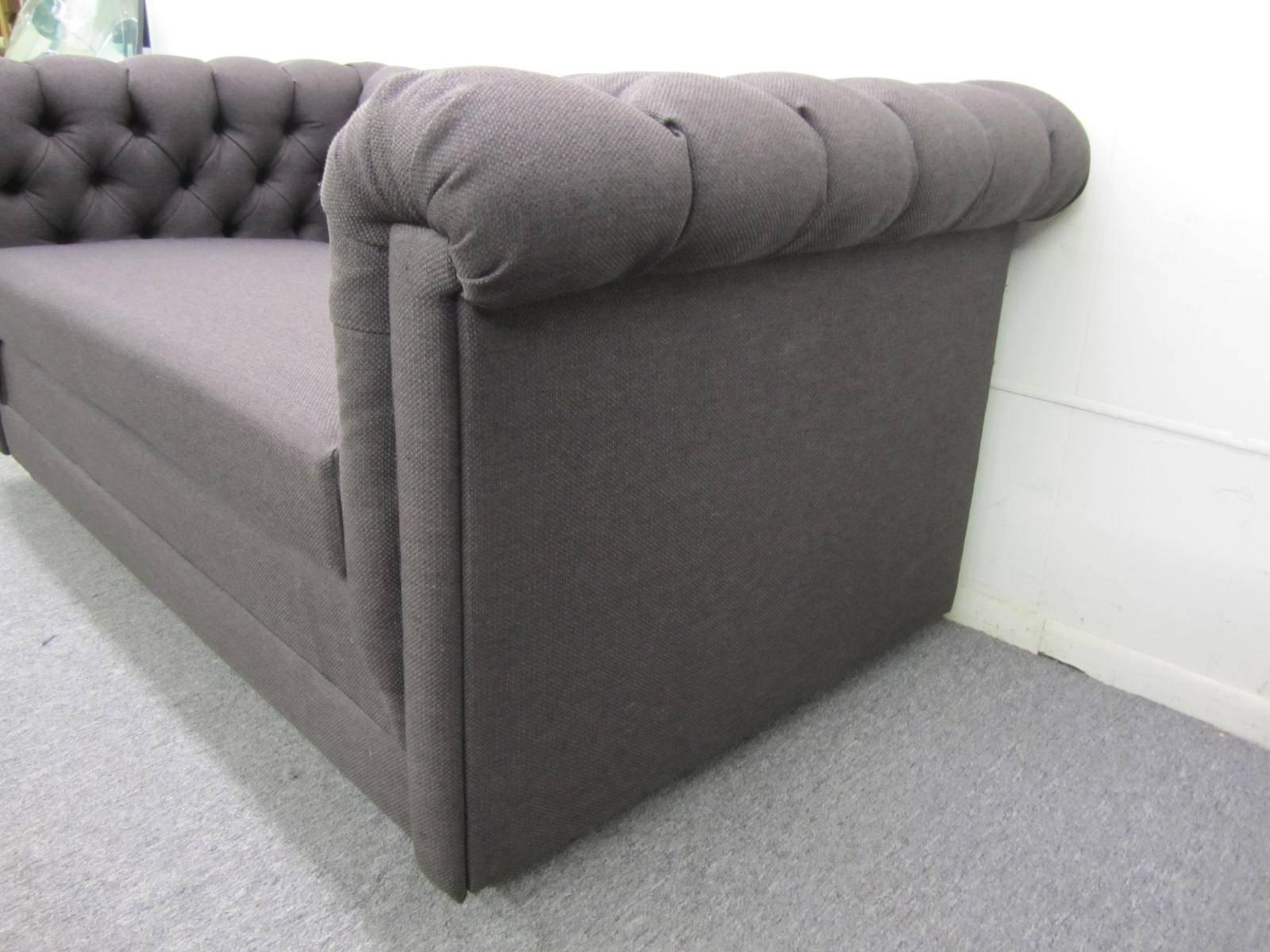 Stylish Pair of Probber Style Chesterfield Loveseat Sofas MidCentury