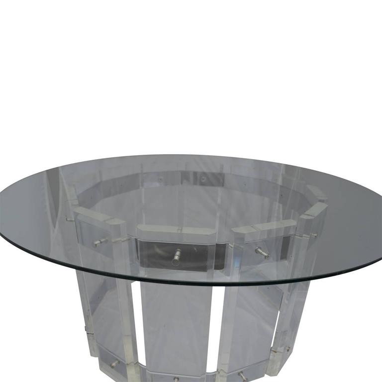 American MidCentury Modern Round Lucite Glass Top Table For Sale at