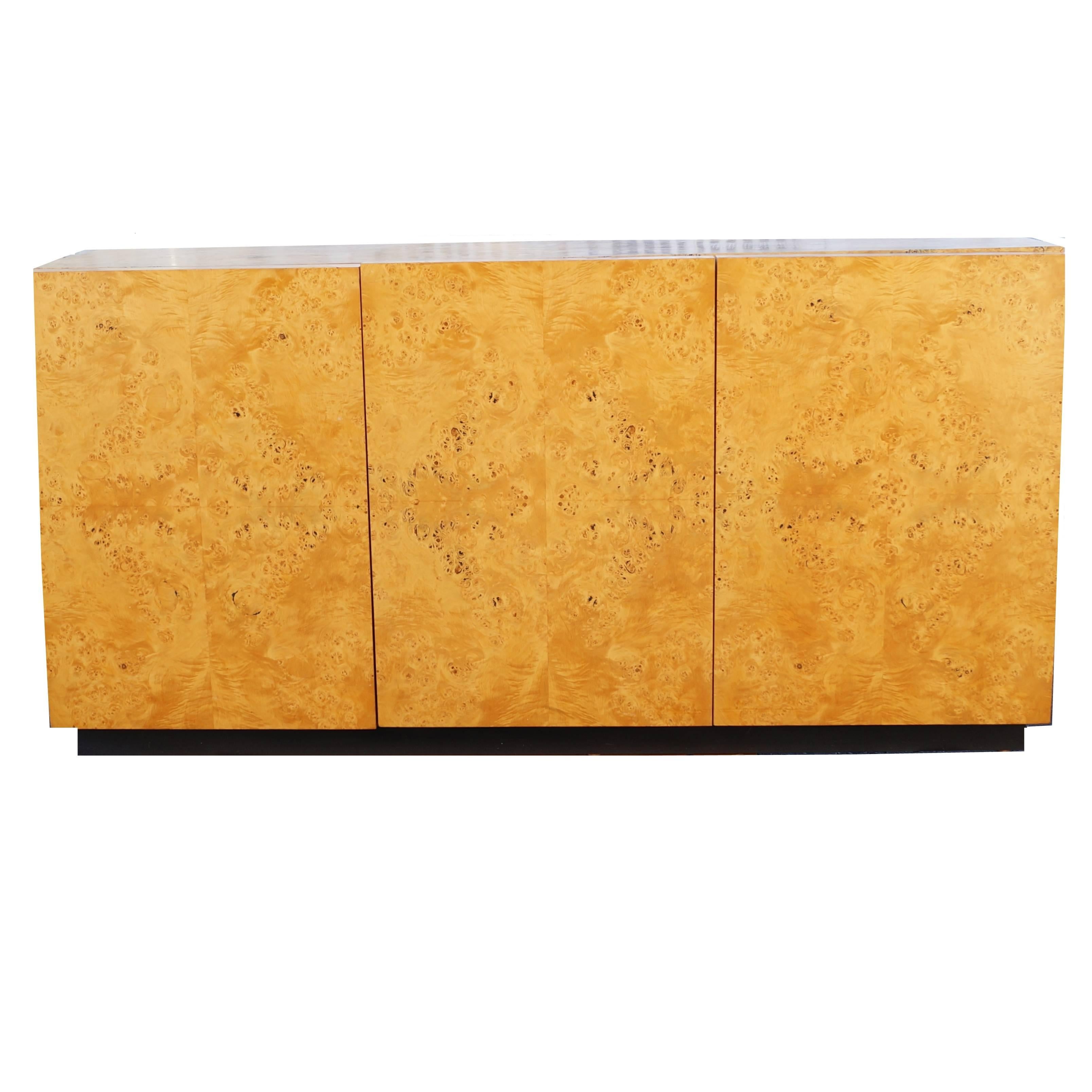 Milo Baughman Style Burl Wood Credenza Buffet Sideboard at 1stDibs
