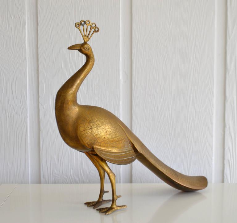 Brass Peacock Form Sculpture at 1stdibs