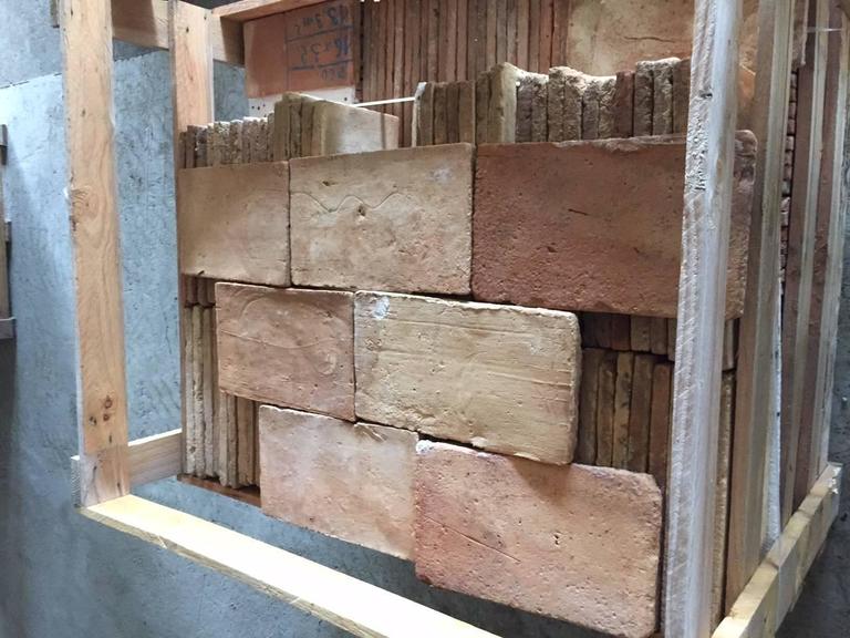 Original French Antique Parefeuilles Rectangular Terra Cotta Flooring