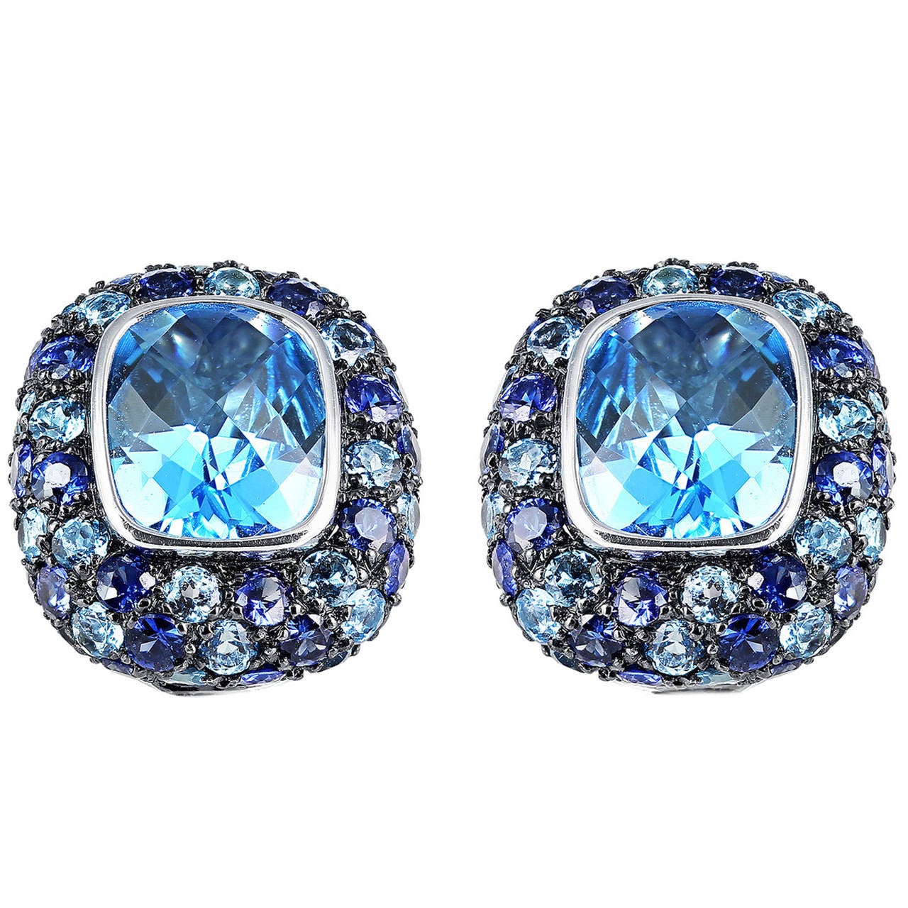 Blue Topaz and Sapphire Clip Earrings For Sale at 1stDibs blue topaz