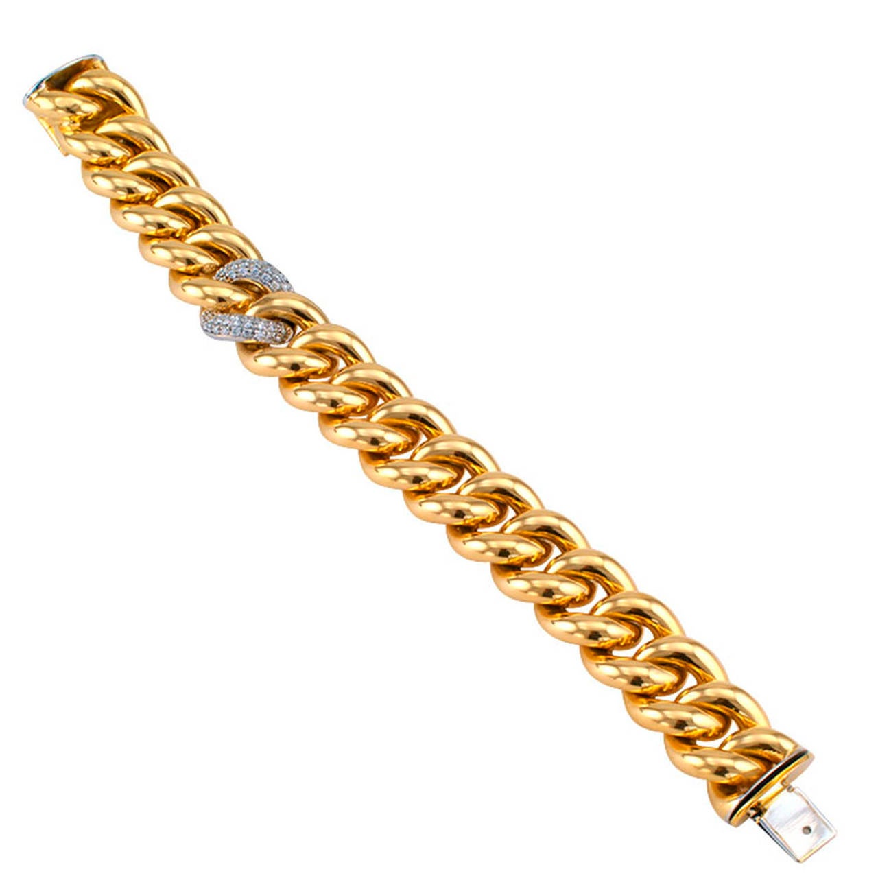 Nicolis Cola Chunky Gold Diamond Link Bracelet at 1stdibs