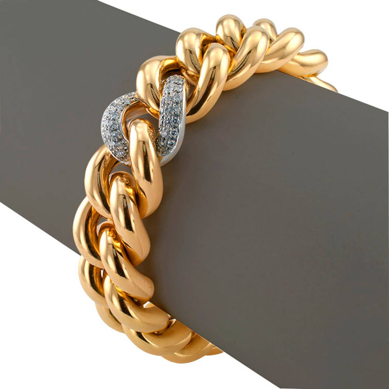 Nicolis Cola Chunky Gold Diamond Link Bracelet at 1stdibs
