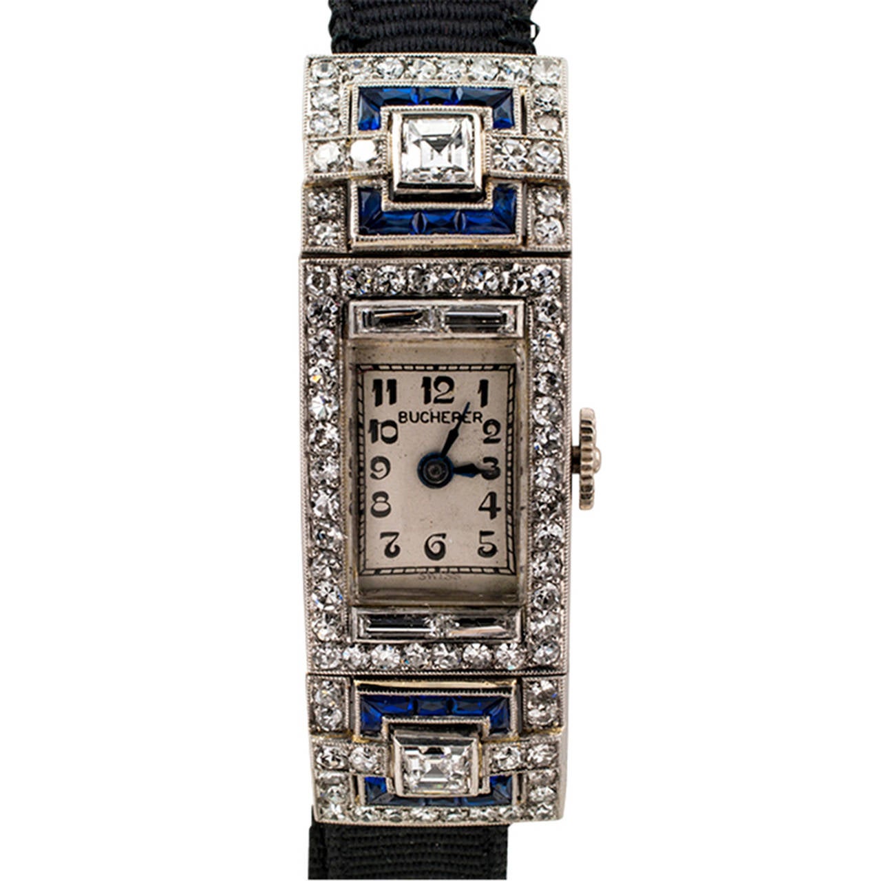 Bucherer Lady's Platinum Diamond Art Deco Wristwatch at 1stdibs