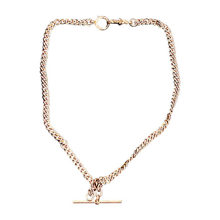 Vintage Rose Gold Vintage Pocket Watch Chain or Necklace For Sale at