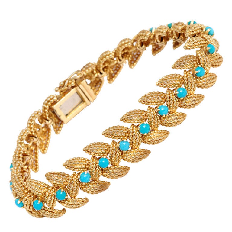 1960's Tiffany and Co. Gold Turquoise Bracelet at 1stDibs tiffany turquoise bracelet, tiffany