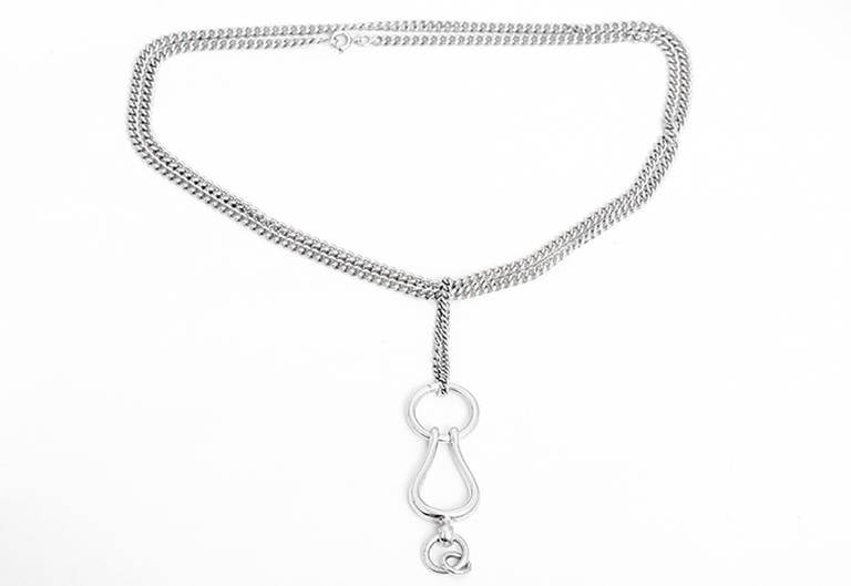 Hermes Sterling Silver Stirrup Chain Necklace at 1stDibs