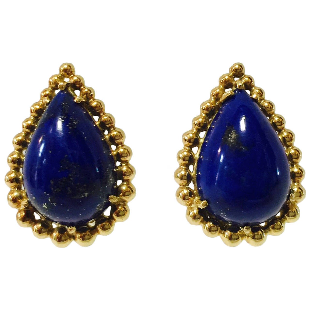 Classic Lapis Lazuli Gold Statement Earrings at 1stdibs