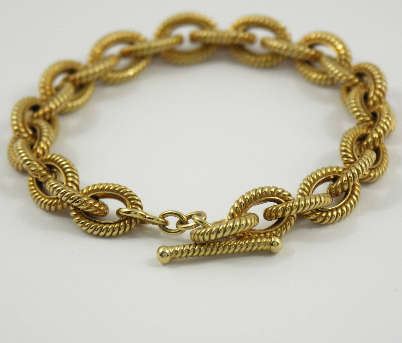 Tiffany and Co. Gold Twisted Rope Link Bracelet For Sale at 1stdibs