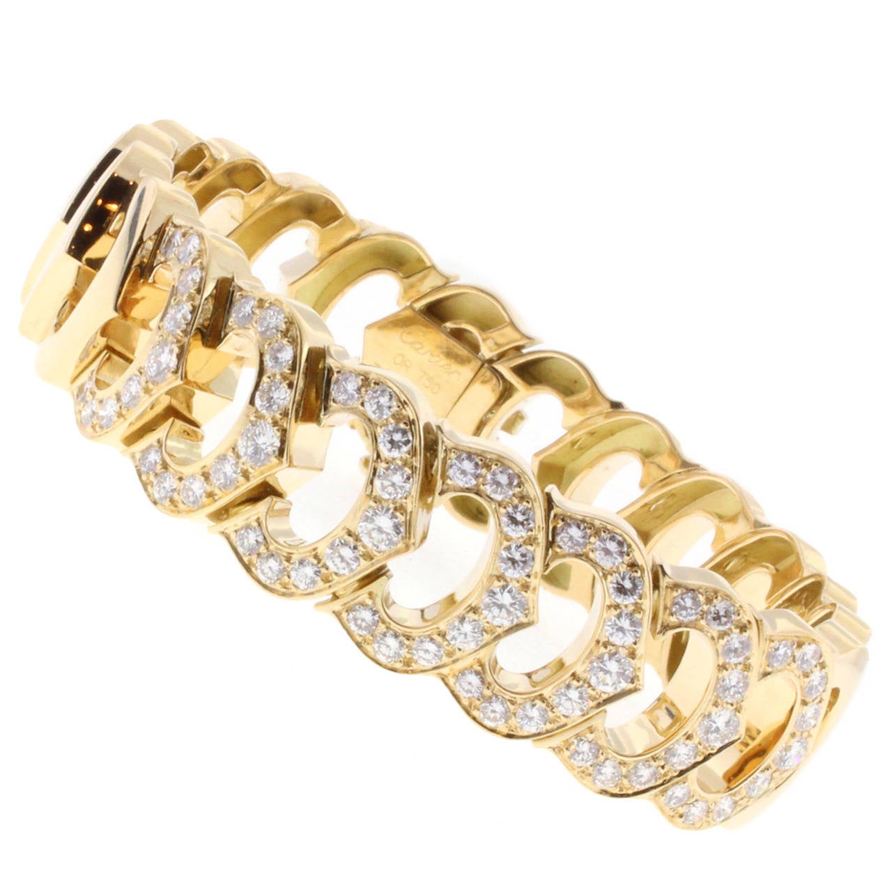 Cartier C de Cartier Diamond Gold Link Bracelet at 1stdibs
