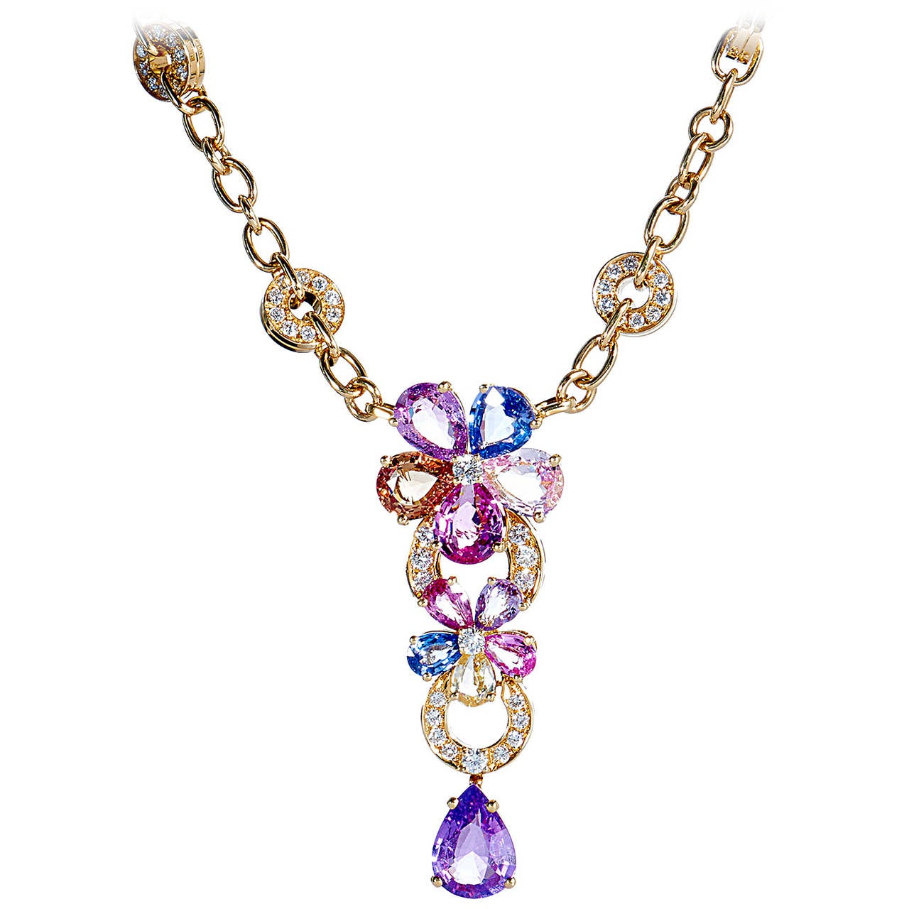 Bvlgari Multicolor Sapphire Flower Necklace at 1stDibs bvlgari flower