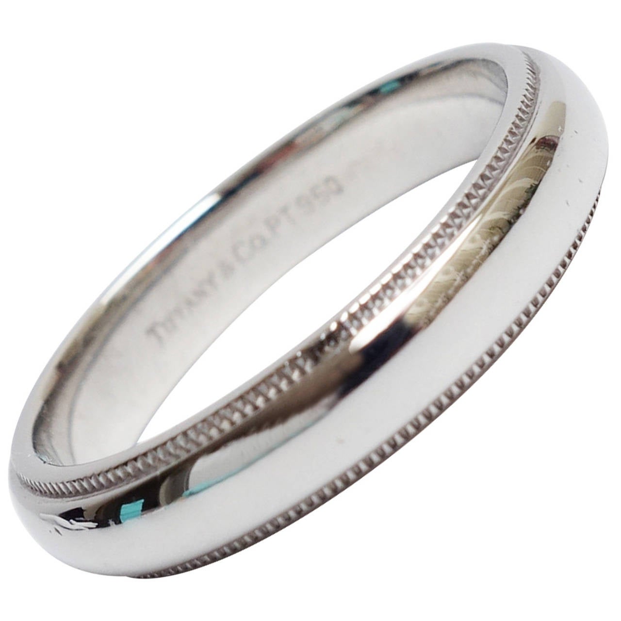 Tiffany and Co. Platinum Milgrain Wedding Band Ring at 1stDibs