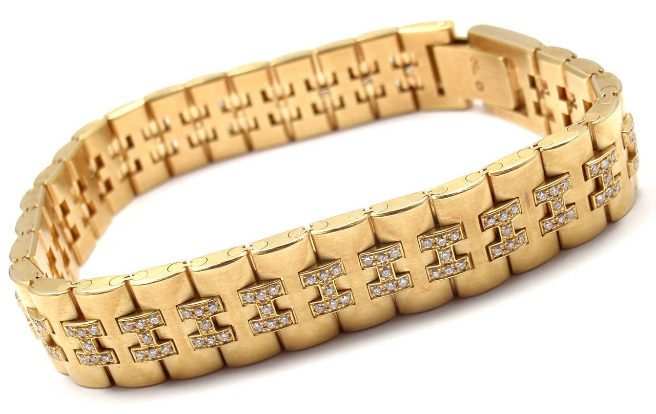 Hermes Paris Diamond Gold H Link Bracelet at 1stDibs hermes h link bracelet, hermes gold link